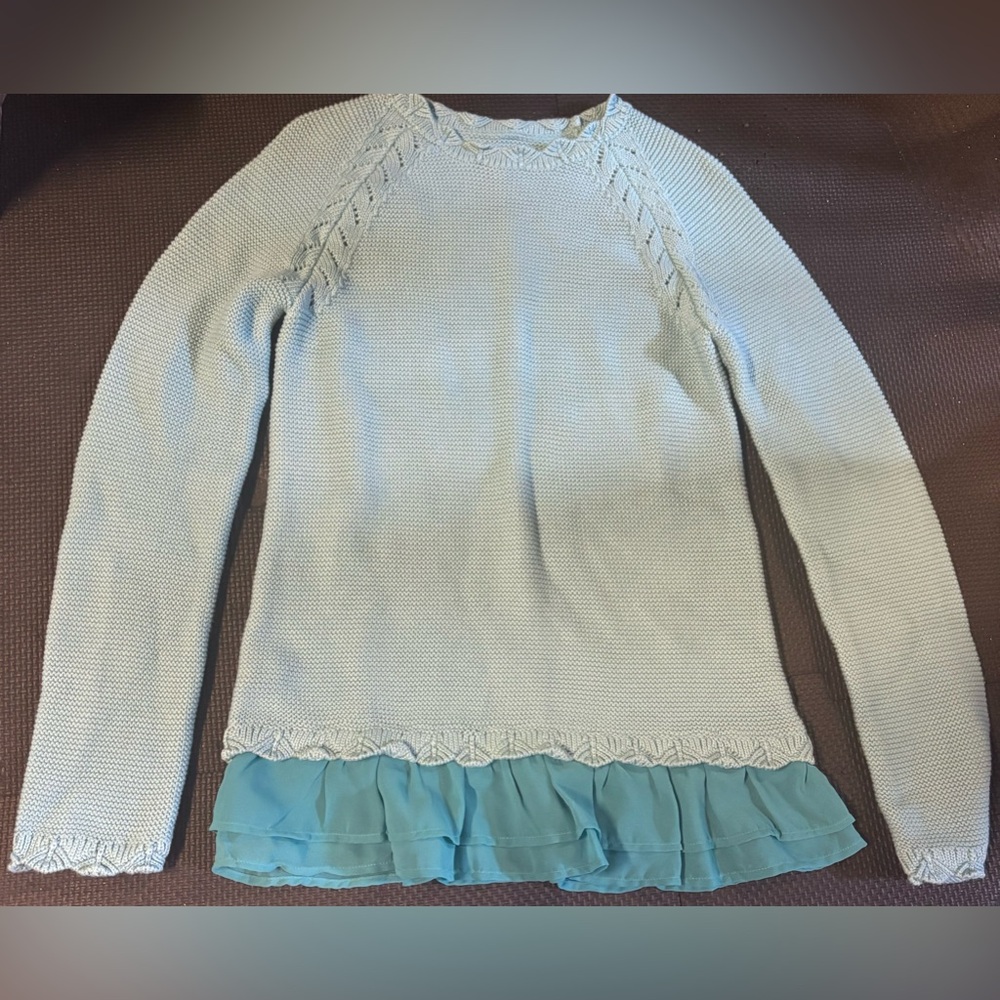 Garnet Hill Kids XL blue knit sweater
